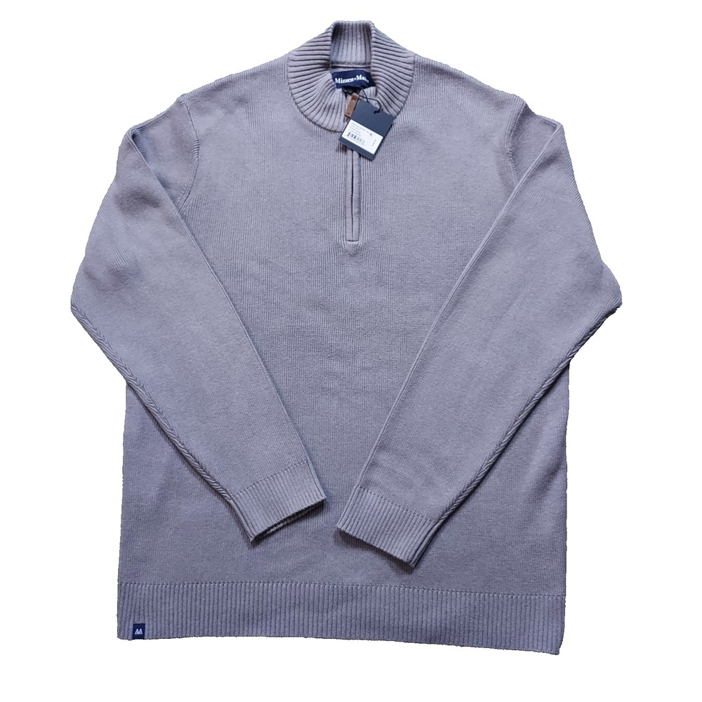 MIZZEN + MAIN Hillcrest 1/4 Zip Men's Large Pullover Sweater Grey Solid $168.00